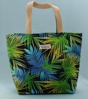 トート、バッグ、ミニ、きんちゃく、美しい、夏、やし、ブルー、グリーン